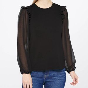 LES SEREIN Burgas Ruffle Detail Knit Top